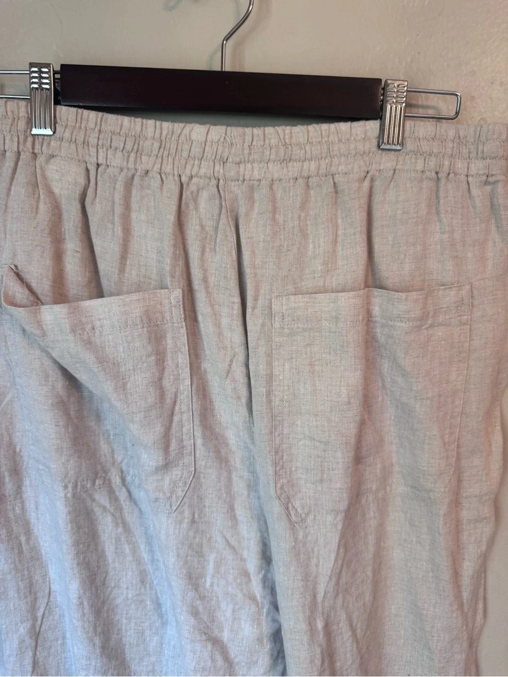 Banana Republic Light Beige Linen-Blend Drawstring Chinos